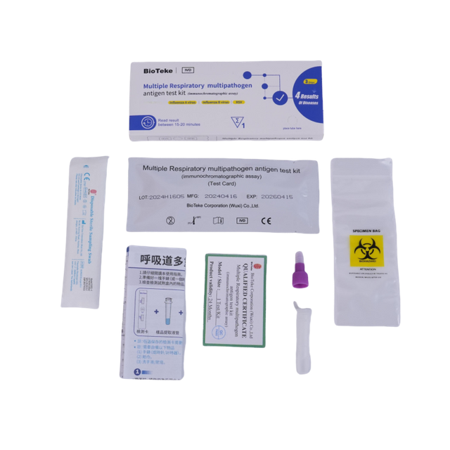 Bioteke 4 In 1 新型コロナウイルス感染症 (COVID-19)、インフルエンザ A+B、RSV 抗原迅速検査キット